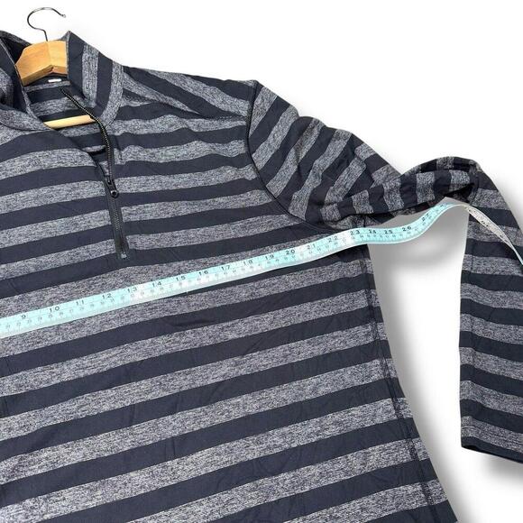 Lululemon Studio 1/2 Zip Sweatshirt Classic Stripe Heathered Black Men Sz XL Gym - Picture 13 of 13